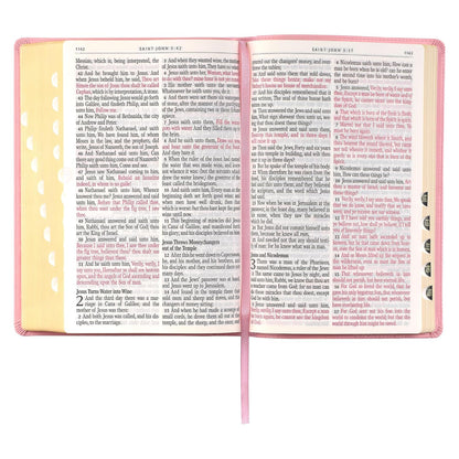KJV Holy Bible, Giant Print Full-size Faux Leather Red Letter Edition - Thumb Index & Ribbon Marker, King James Version, Pink (KJV Full Size GP Editions)