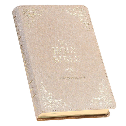 KJV Holy Bible, Standard Size Faux Leather Red Letter Edition Thumb Index, Ribbon Marker, King James Version, Pearlescent Taupe (KJV Deluxe Gift Editions)