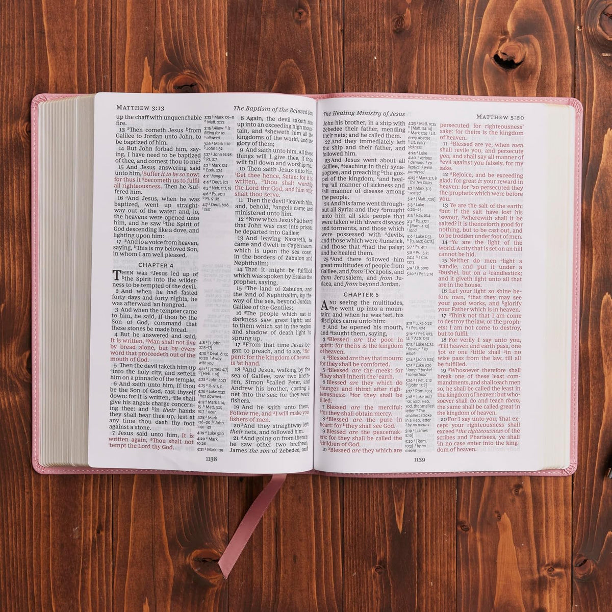 KJV Holy Bible: Large Print with 53,000 Center-Column Cross References, Pink Leathersoft, Red Letter, Comfort Print: King James Version