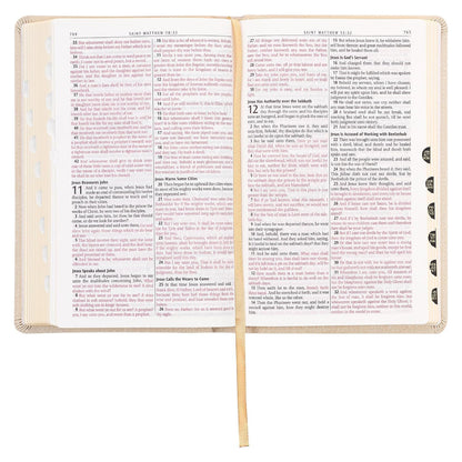 KJV Holy Bible, Standard Size Faux Leather Red Letter Edition Thumb Index, Ribbon Marker, King James Version, Pearlescent Taupe (KJV Deluxe Gift Editions)