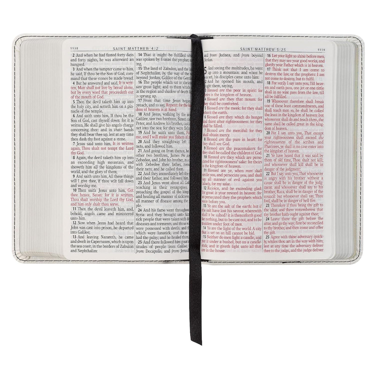 KJV Holy Bible, Compact Large Print Vegan Leather Red Letter Edition - Ribbon Marker, King James Version, Pearlized White (KJV Compact LP Editions)