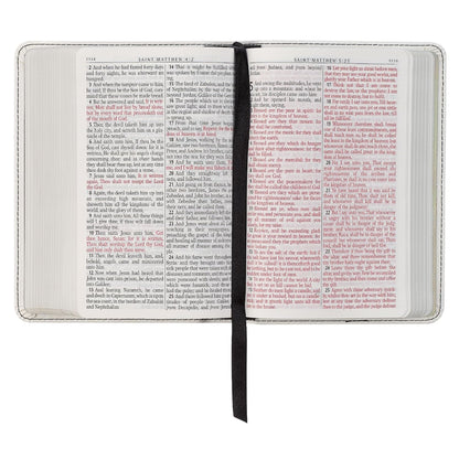 KJV Holy Bible, Compact Large Print Vegan Leather Red Letter Edition - Ribbon Marker, King James Version, Pearlized White (KJV Compact LP Editions)