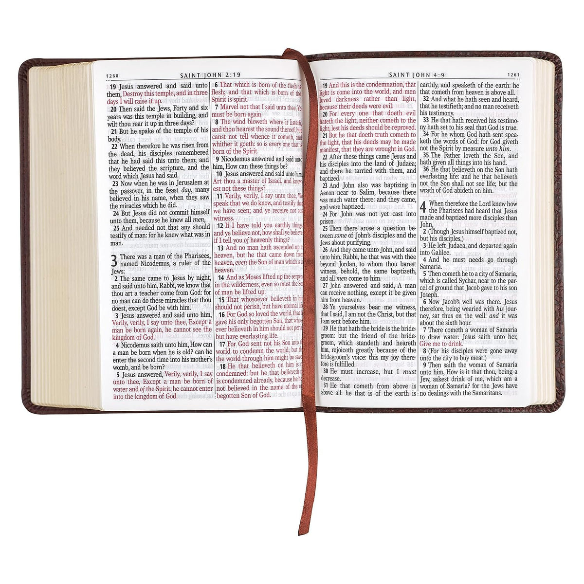 KJV Holy Bible, Compact Large Print Faux Leather Red Letter Edition - Ribbon Marker, King James Version, Medium Brown (KJV Compact LP Editions)