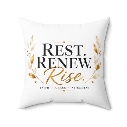 Rest. Renew. Rise. Decorative Pillow