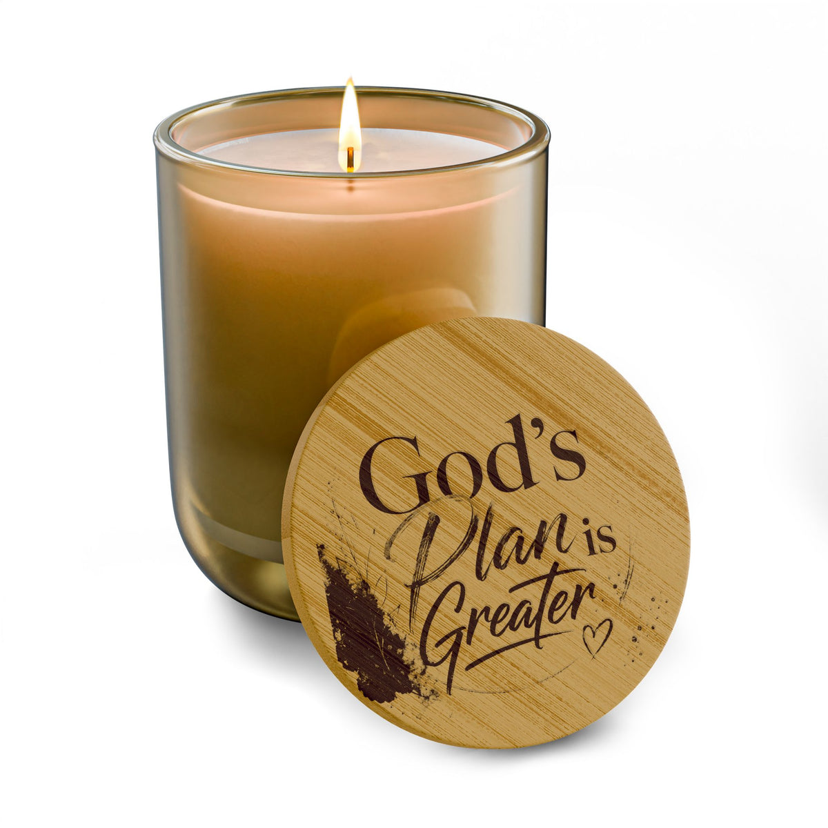 Engraved  Soy Candle — "God's Plan Is Greater"